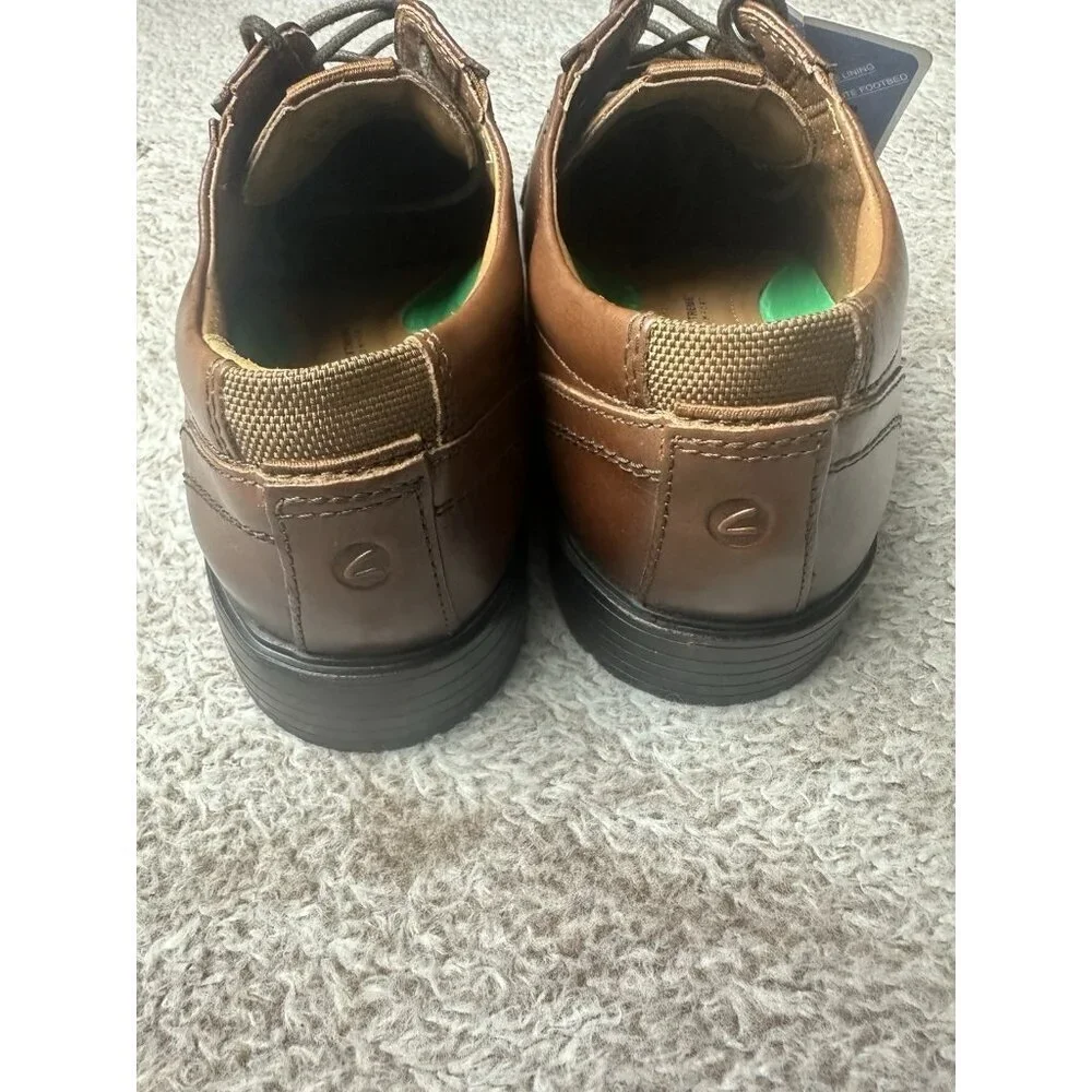 Clarks Cap Toe Oxford Lite Brown Leather Dress Shoes Men’s Size 9 M